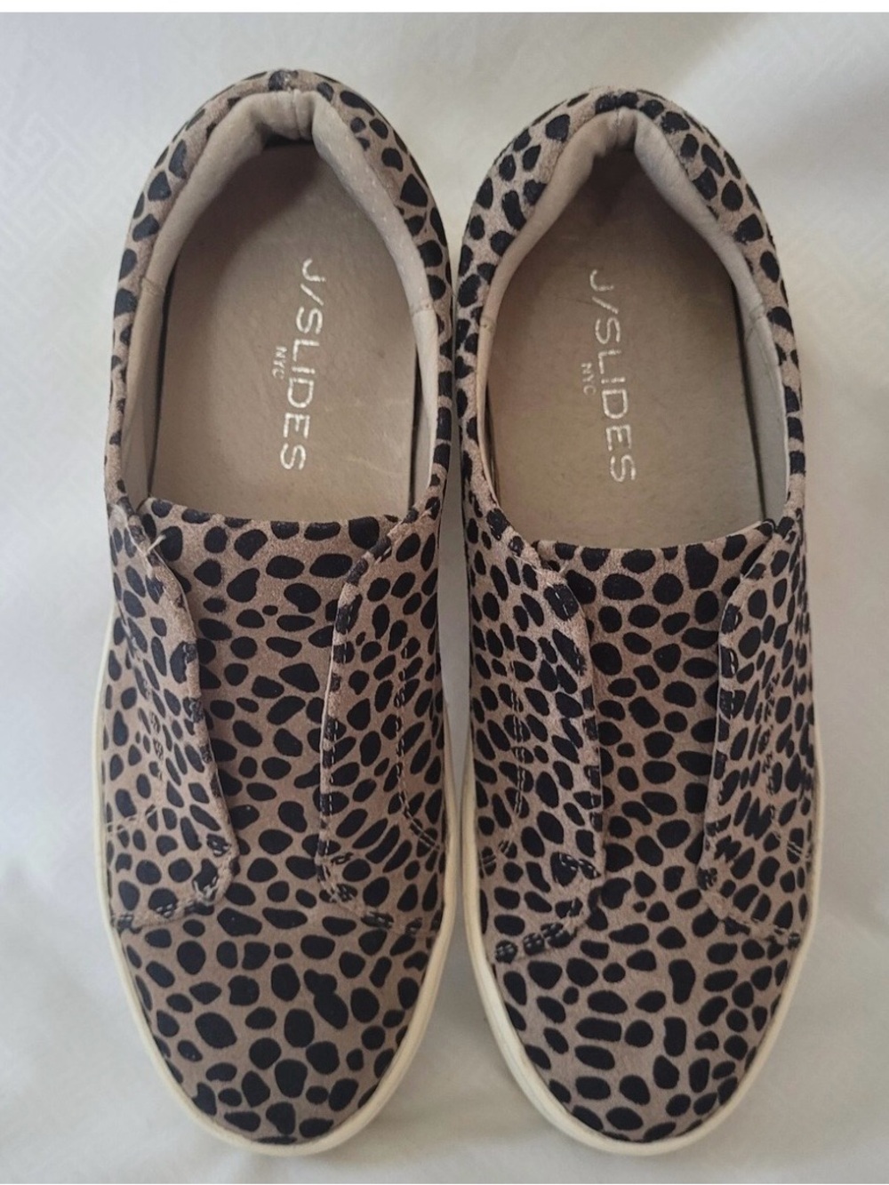 J Slides Taupe Leopard-Print Slip-On Sneakers